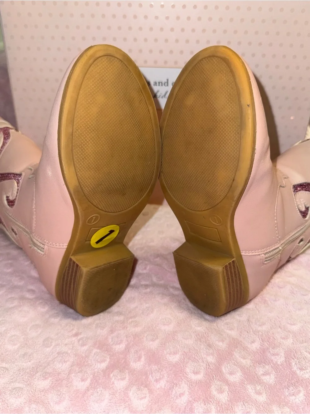 Cupcakes & Cashmere Blush Pink Western Zip Boots with Sequin Swirl Size 2